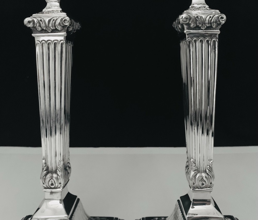STUNNING SOLID 925 STERLING SILVER PAIR CANDLESTICKS BY TOPAZIO PORTUGAL