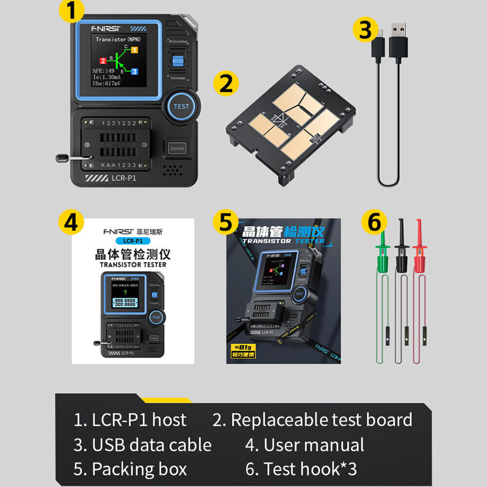 LCR-P1 Transistor Tester Diode Triode Capacitance Resistance LCR ESR Meter kit