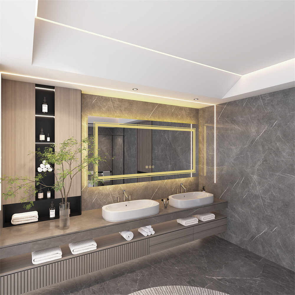 60x31'' Large LED Bathroom Vanity Mirror with Front Lights + Backlit Dimmable HD