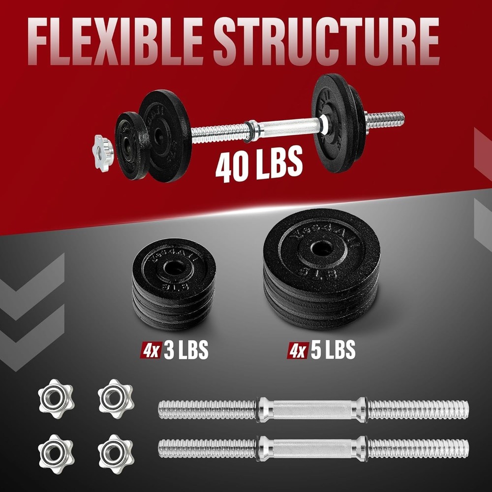 Old School Adjustable Dumbbell Set with Weight Plates