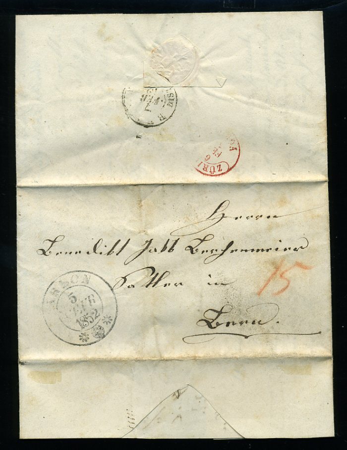 SWITZERLAND 1852 ARBON COVER