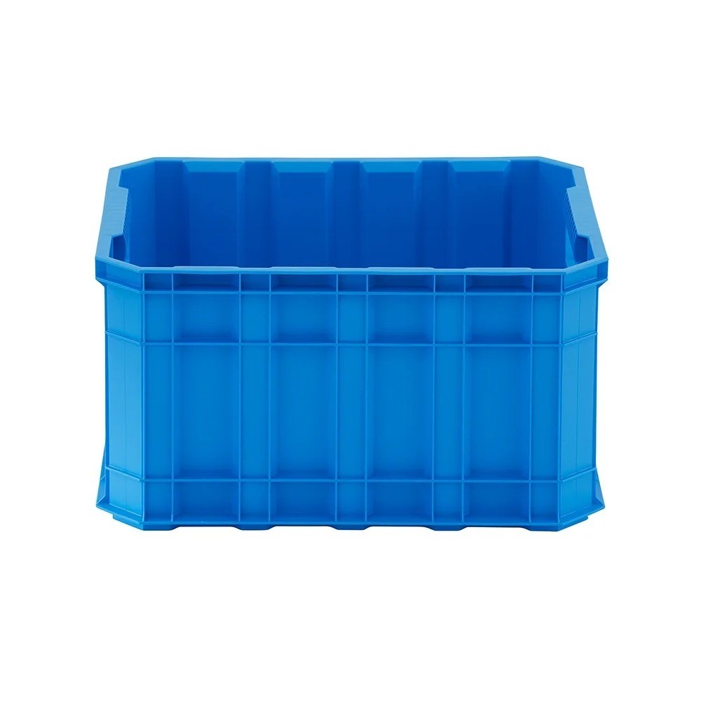 Stackable Plastic Storage Crate 8.5 Gallon Blue Heavy Duty Utility Box Container
