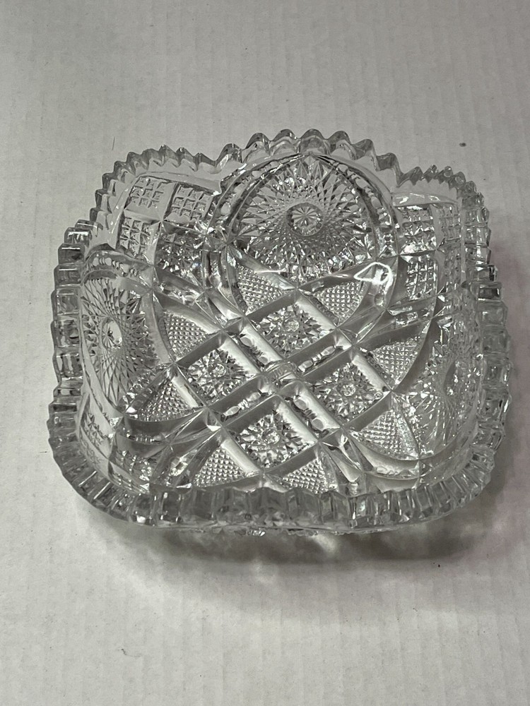6" Square Bowl NuCut Pressed Glass