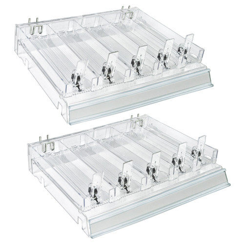 Azar Displays Adjustable Short Divider Bin with Pushers, Clear, 2-Pack