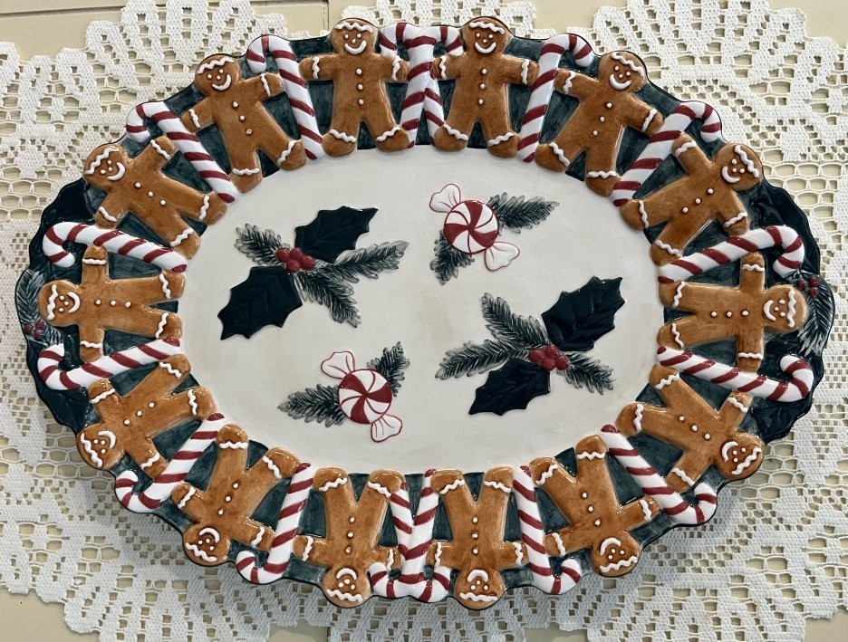 Noble Excellence Gingerbread Oval Ceramic Platter in original box