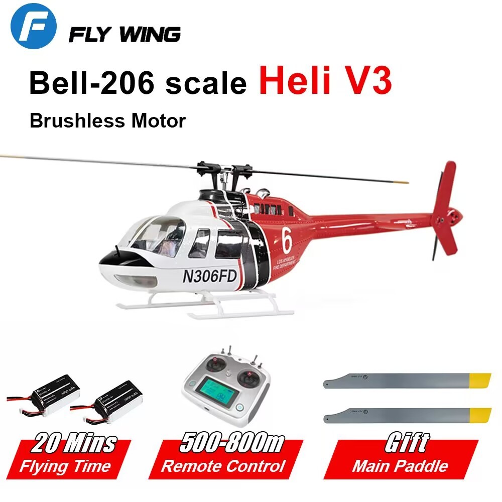 Flywing Bell 206 RC Helicopter RTF 10CH GPS One Key Return ACE Flight Controller