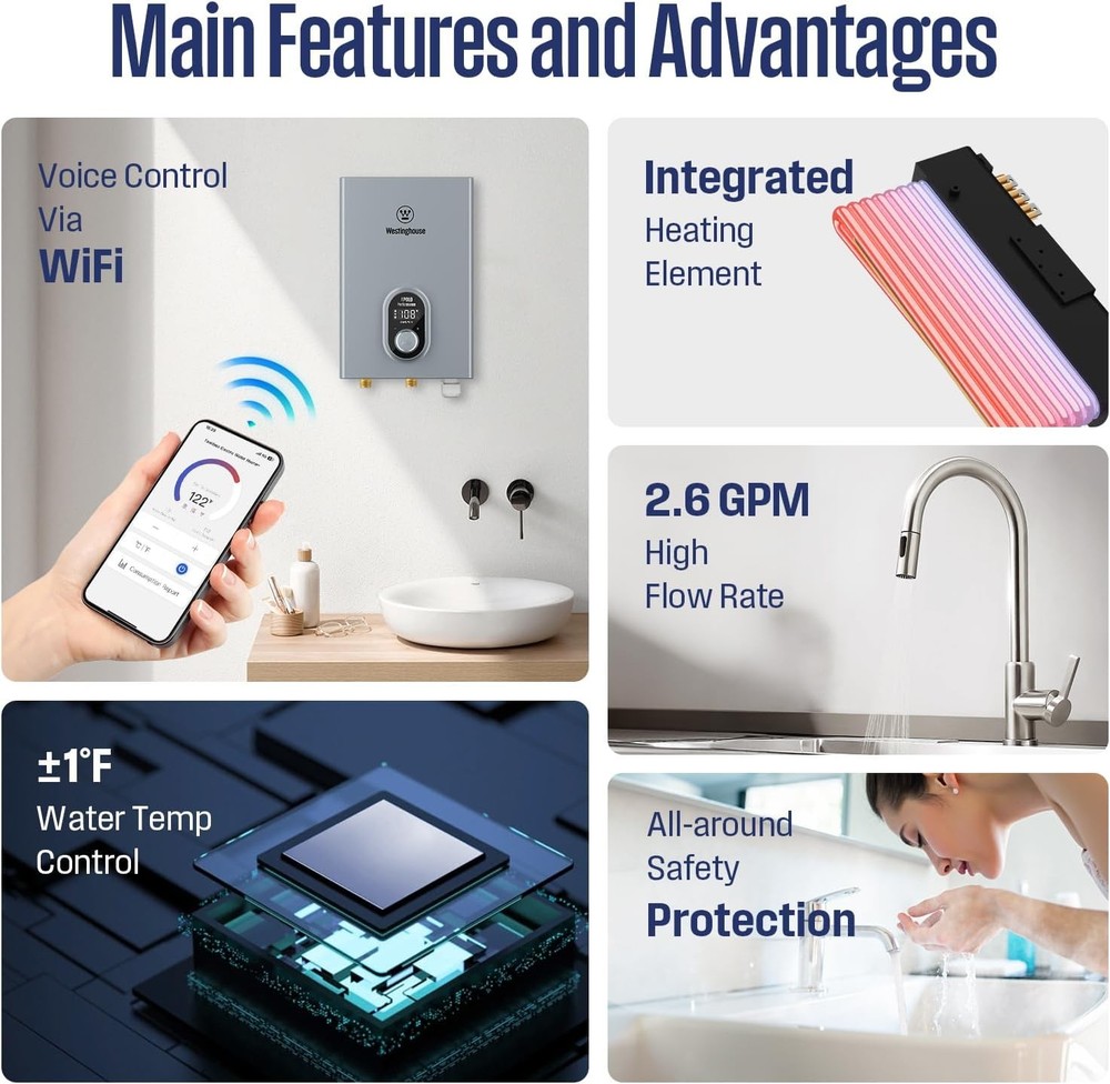 Westinghouse 11kW (APOLO) Electric Tankless Water Heater Smart WiFi WITH ALEXA
