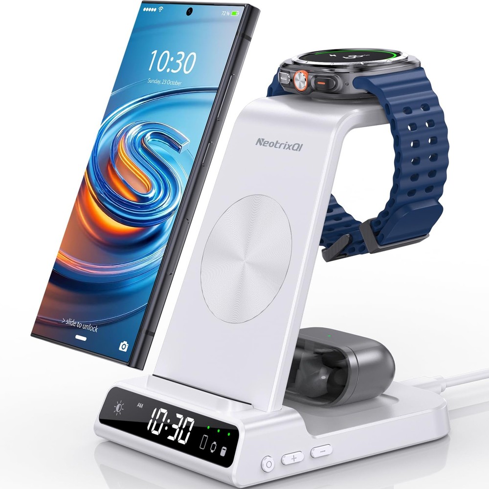 Wireless Charger Samsung Charging Station: 3 in 1 Android White