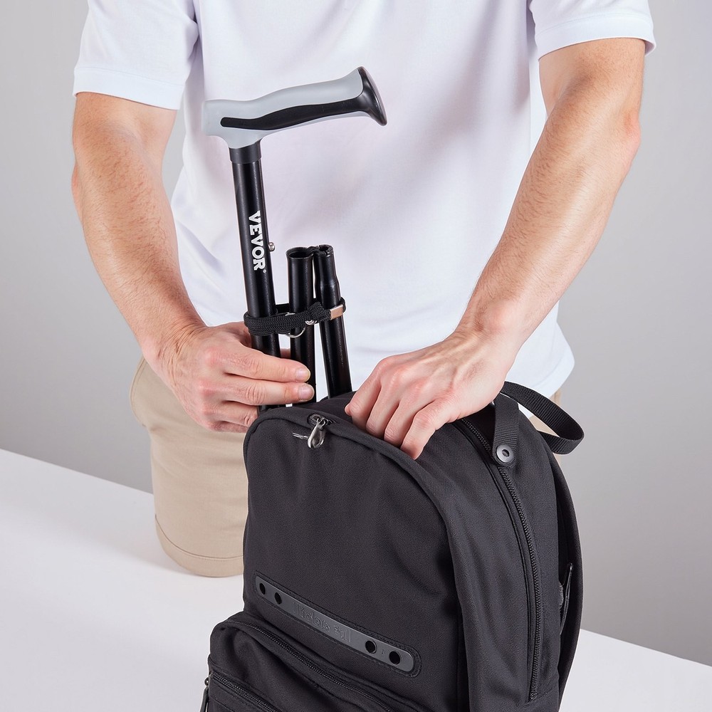 Walking Cane Folding Walking Stick 8-Level Adjustable Height & Pivoting Tip