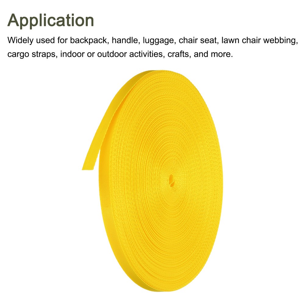 Flat Nylon Webbing Strap 3/8 Inch 50 Yards Corn Yellow for Backpack