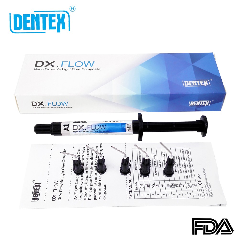Dentex Dental Flowable Light Cure Composite Resin Medium/Low Flow A1 3g/pcs