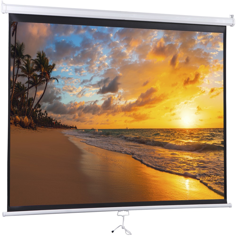 72 Inch Projector Screen Projection Screen Manual Pull Down 4:3 HD Format White