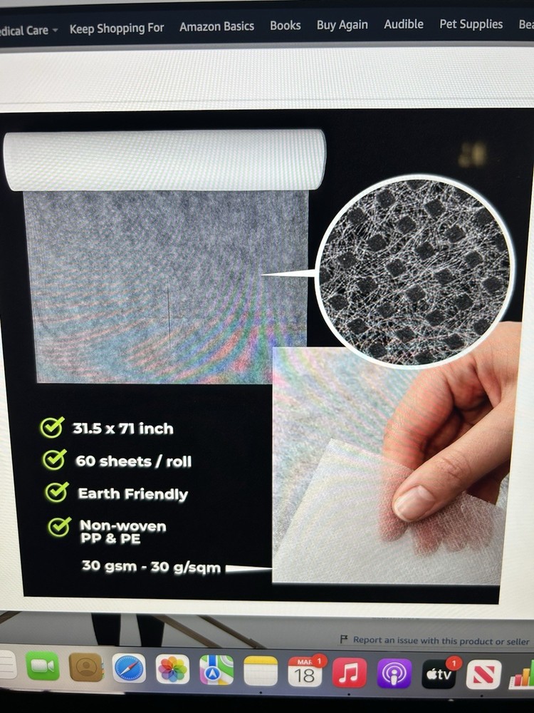 MASERTIO Disposable Bed Sheets. 1 Roll 60 Sheets Read!