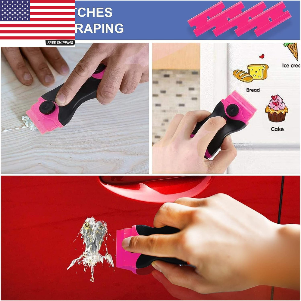 Razor Blade Scraper Tool Double-Edged Paint & Adhesive Remover with 10 Extra Bla