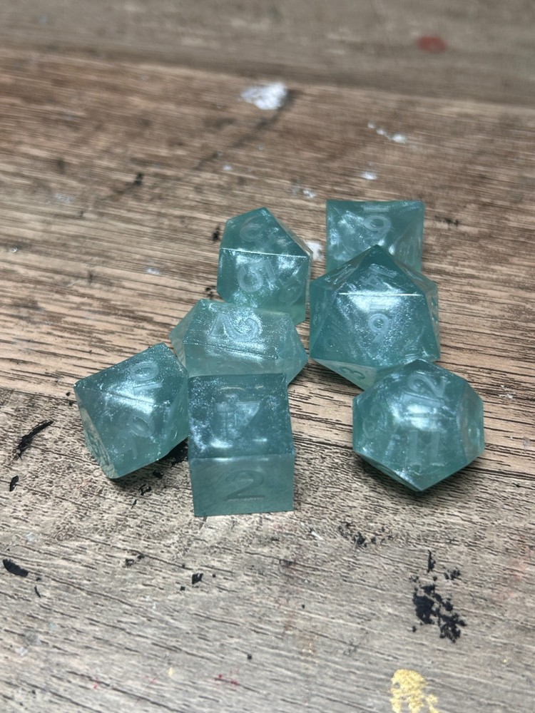 RAW* Dice: Robin's Egg _ Resin-Cast Dice Set *See Description* Handmade, D&D