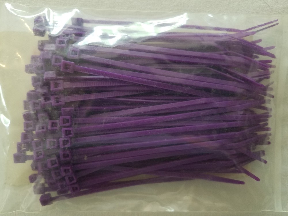 Zip Ties 4” Purple, 18 LB. - Quantity 200