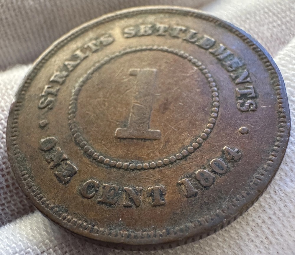 1904 Straits Settlements Edward VII 1 Cent Bronze