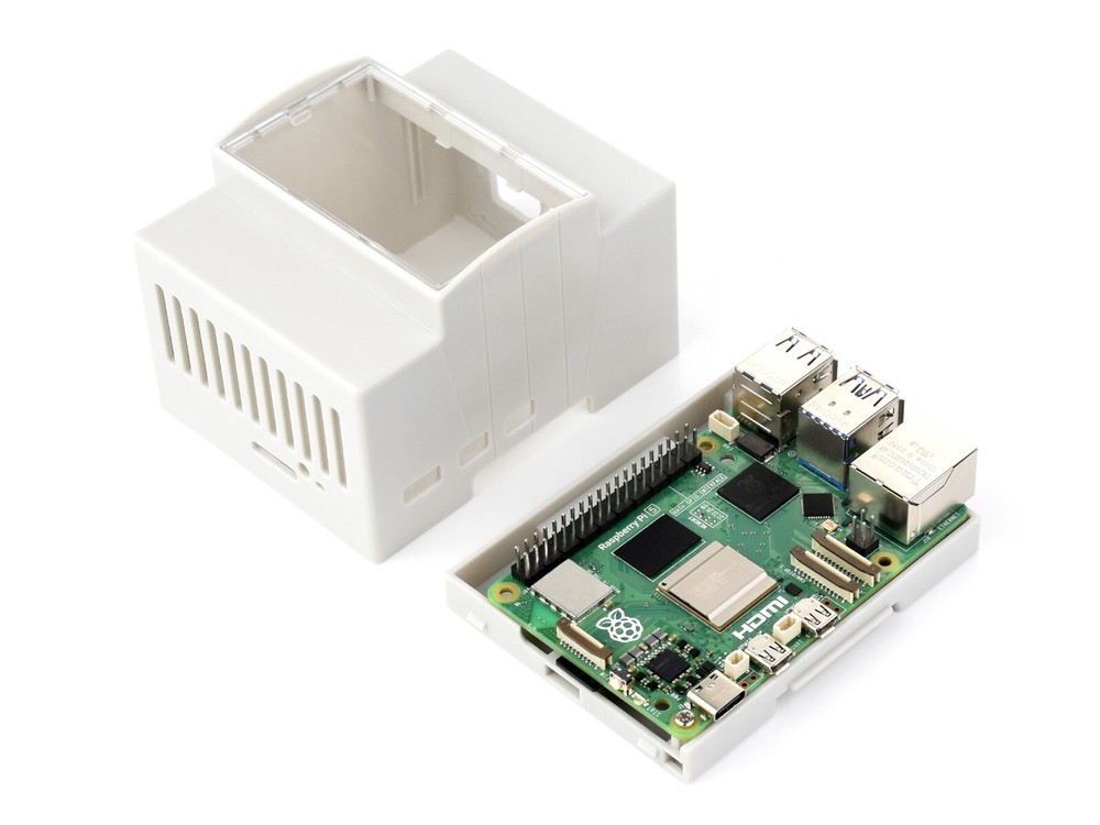 Waveshare DIN Rail ABS Case for Raspberry Pi 5 large Inner Space Injection