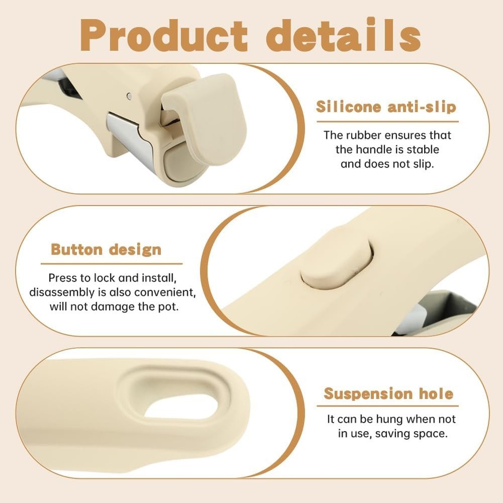 Removable Pot Handle Universal Pan Replacement Bakelite 2pcs Spatula Rest Cream