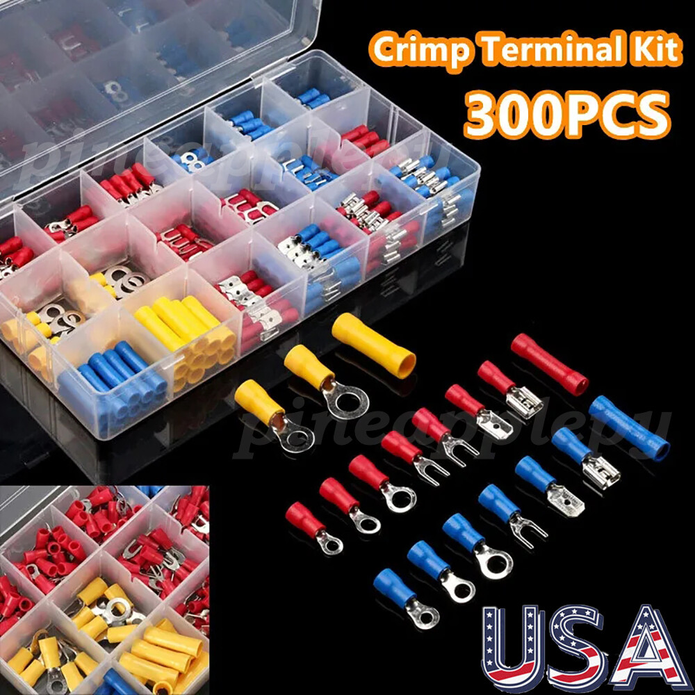 1200Pcs Mixed Insulated Solderless Crimp Electrical Wire Connectors Terminal Kit