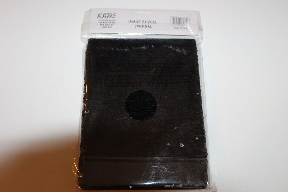 ADORE Image Reveal Sequin Journal Black & Silver Flip Diary Notebook New