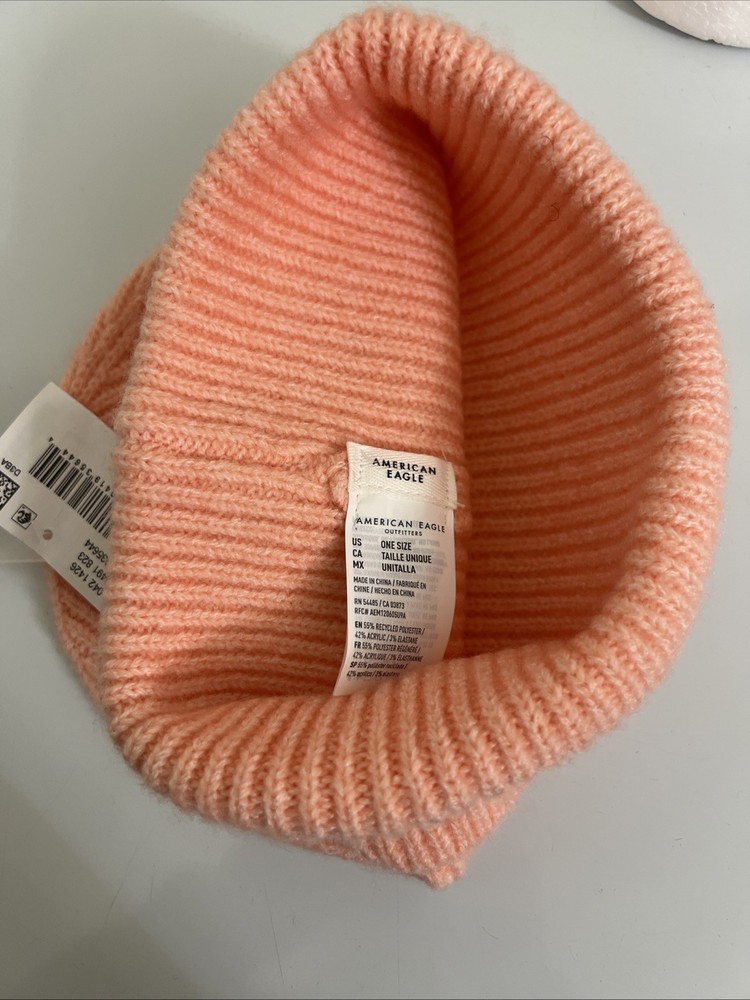 American Eagle AEO Knit Beanie hat One Size Peach