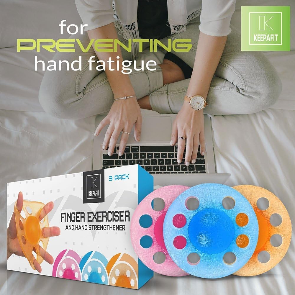 Finger Exerciser & Hand Strengthener (3 Pack - Light, Medium, Heavy)