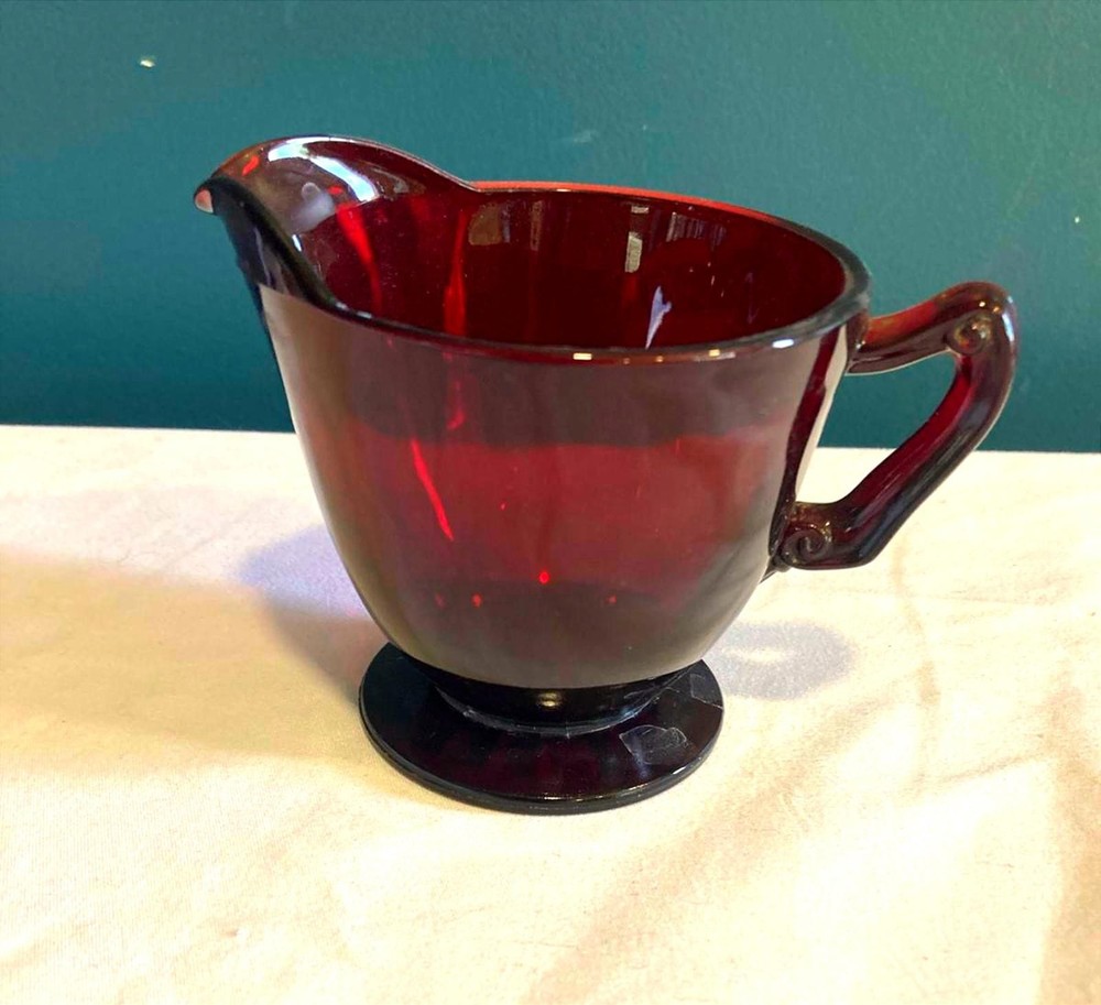 Vintage Ruby Red Glass Creamer