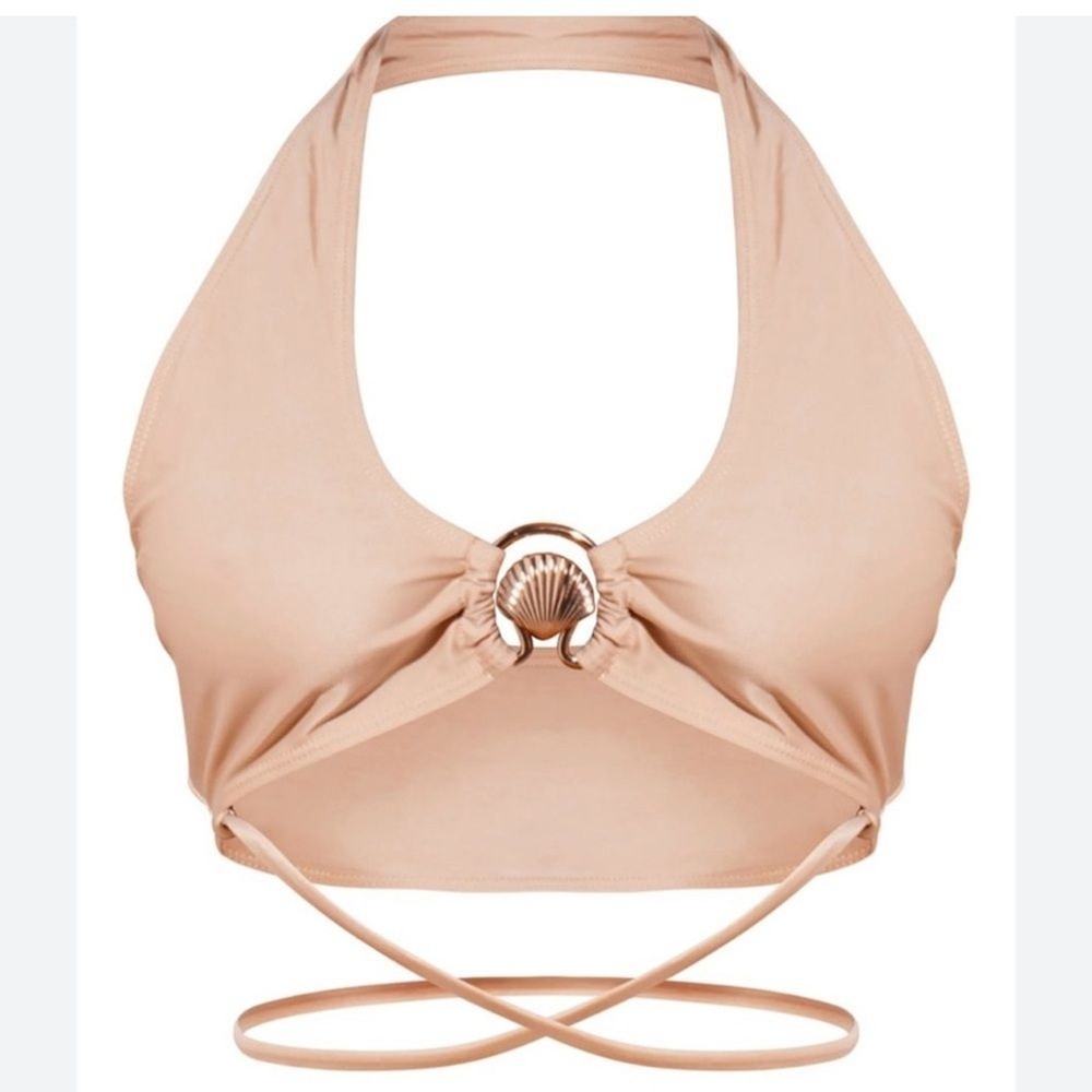 NWT Halter Bikini Top with Shell Detail