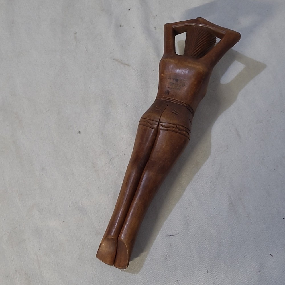 Vintage Nut Cracker Rustic Hand Carved Wood Folk
