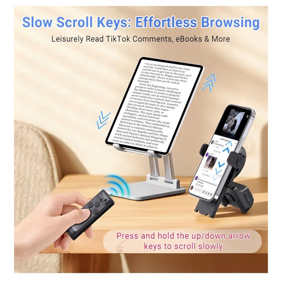 Bluetooth Remote Control Page Turner & Camera Shutter for iPhone iPad Android...
