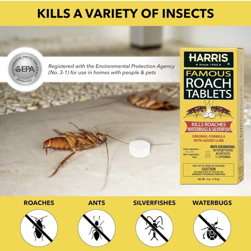 Harris Roach Tablet Insect Killer With Lure, (60z, 145 Tablets)