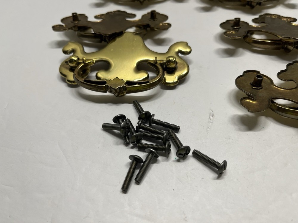 Vintage Lot (6) NOS Chippendale Style Drop Bail Drawer Pulls
