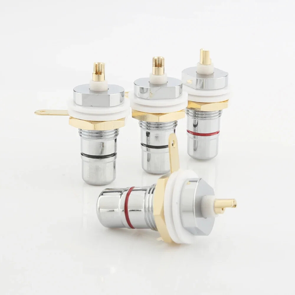 8pcs Rhodium Plated RCA Socket female Panel Mount plug Audio Terminal Chassis
