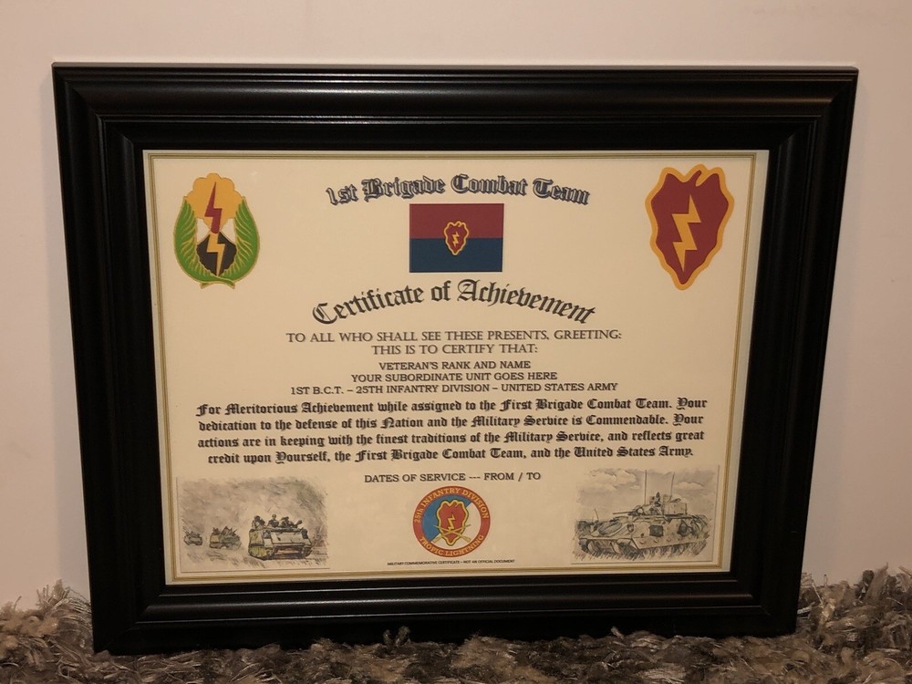 1ST B.C.T. / 25TH INFANTRY DIVISION (COMMEMORATIVE CERTIFICATE)