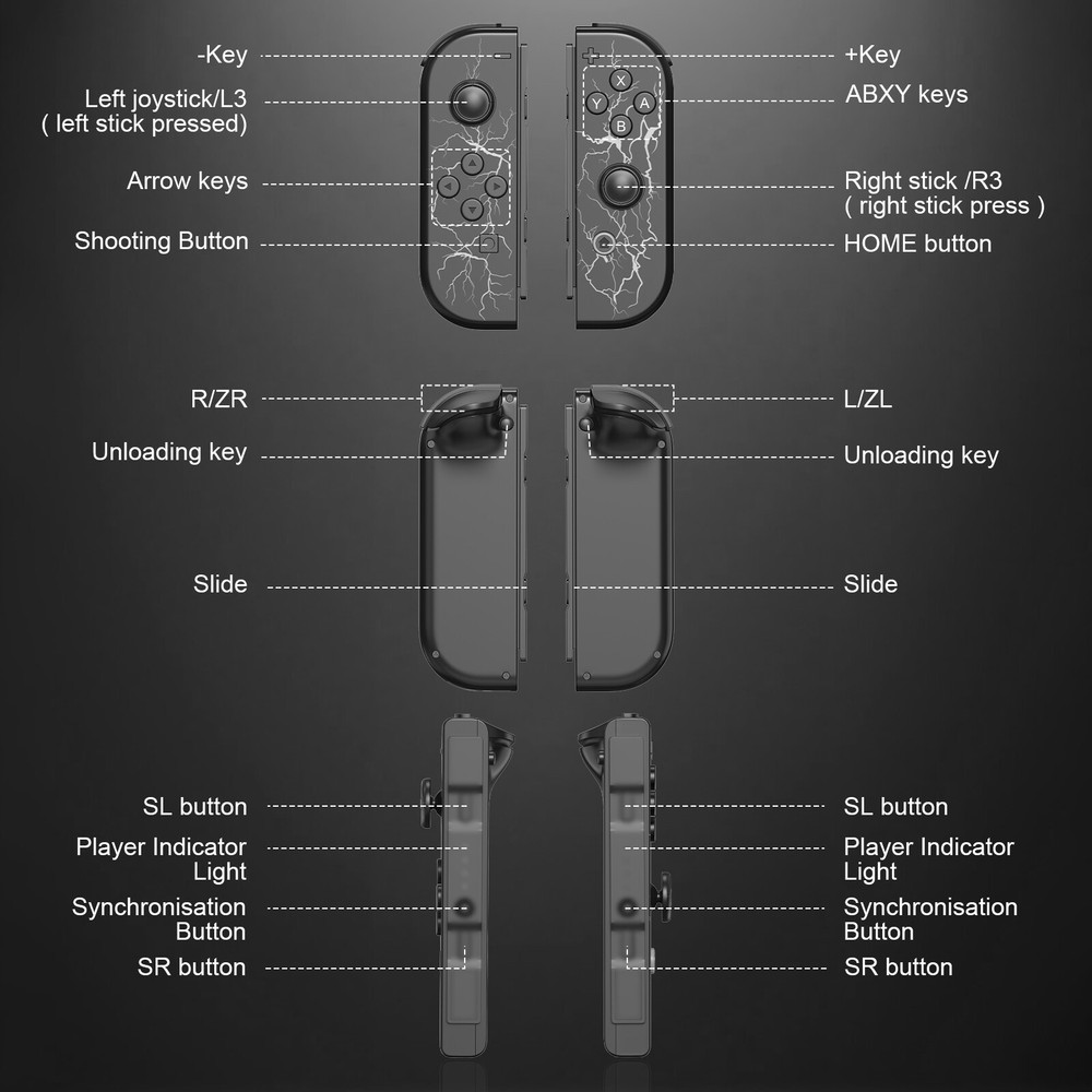 1 Pair for Joy-con Wireless Gamepad Controller for Nintendo Switch/ Lite/ OLED