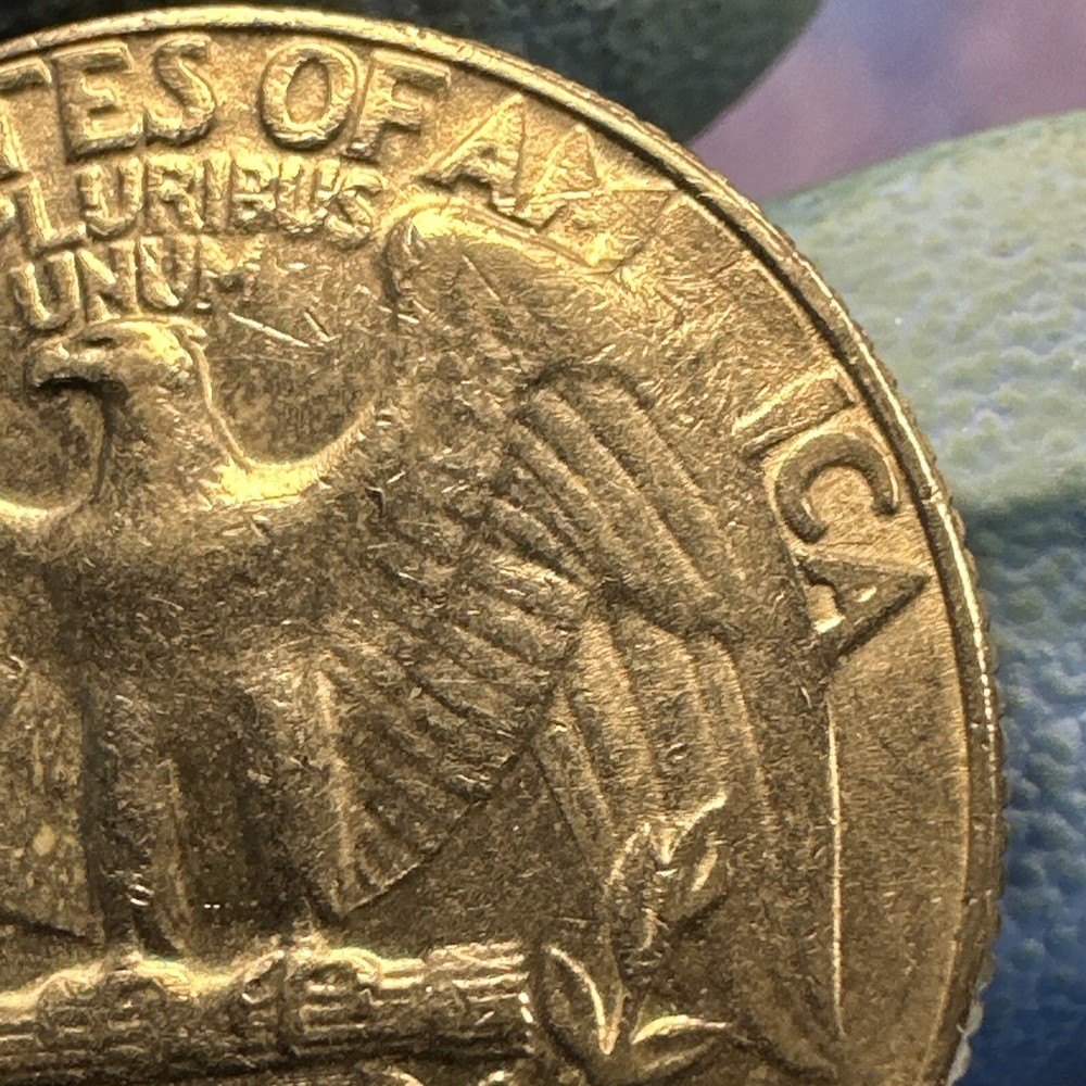 1974 WASHINGTON QUARTER- STRUCK THROUGH GREASE ERROR REVERSE