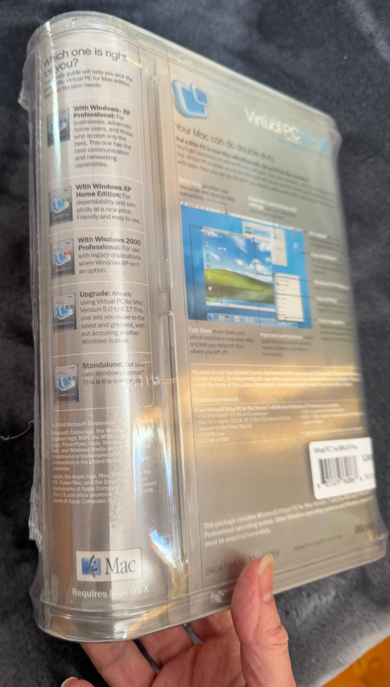 NEW Microsoft Virtual PC version 7 for Mac w/Windows XP Professional 2004