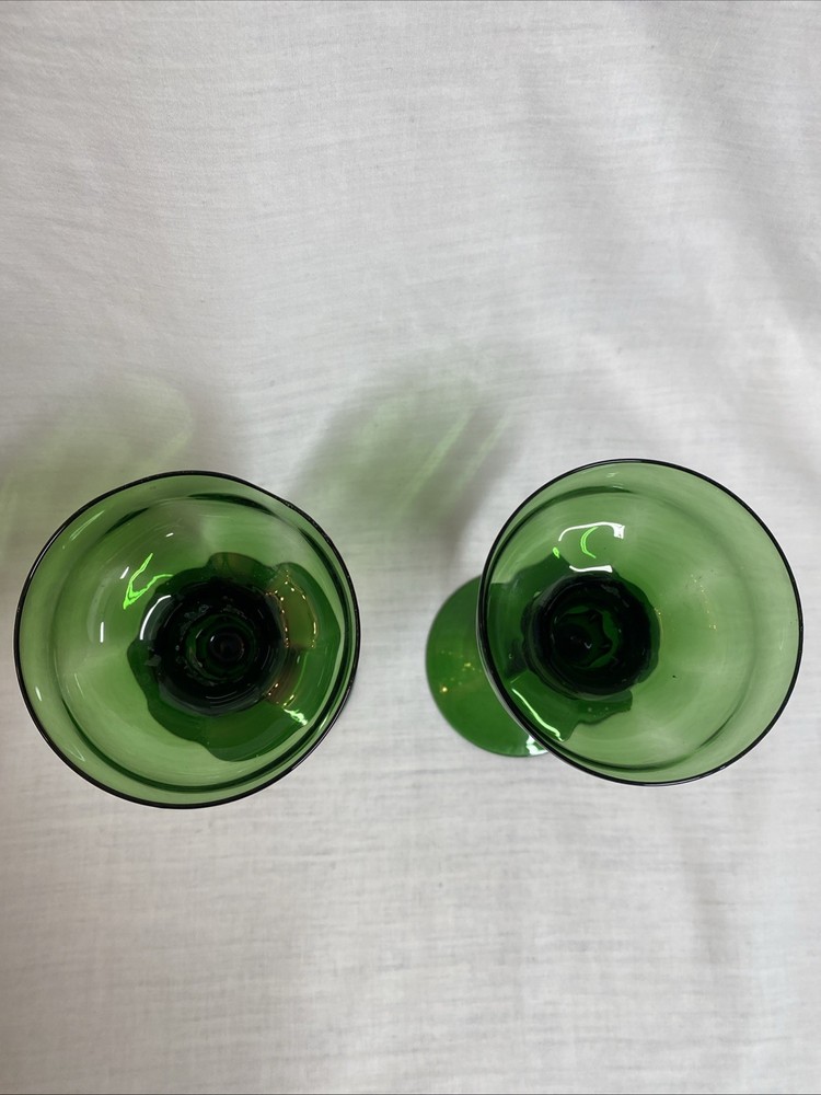 Candle Holder Green Glass 7” Tall