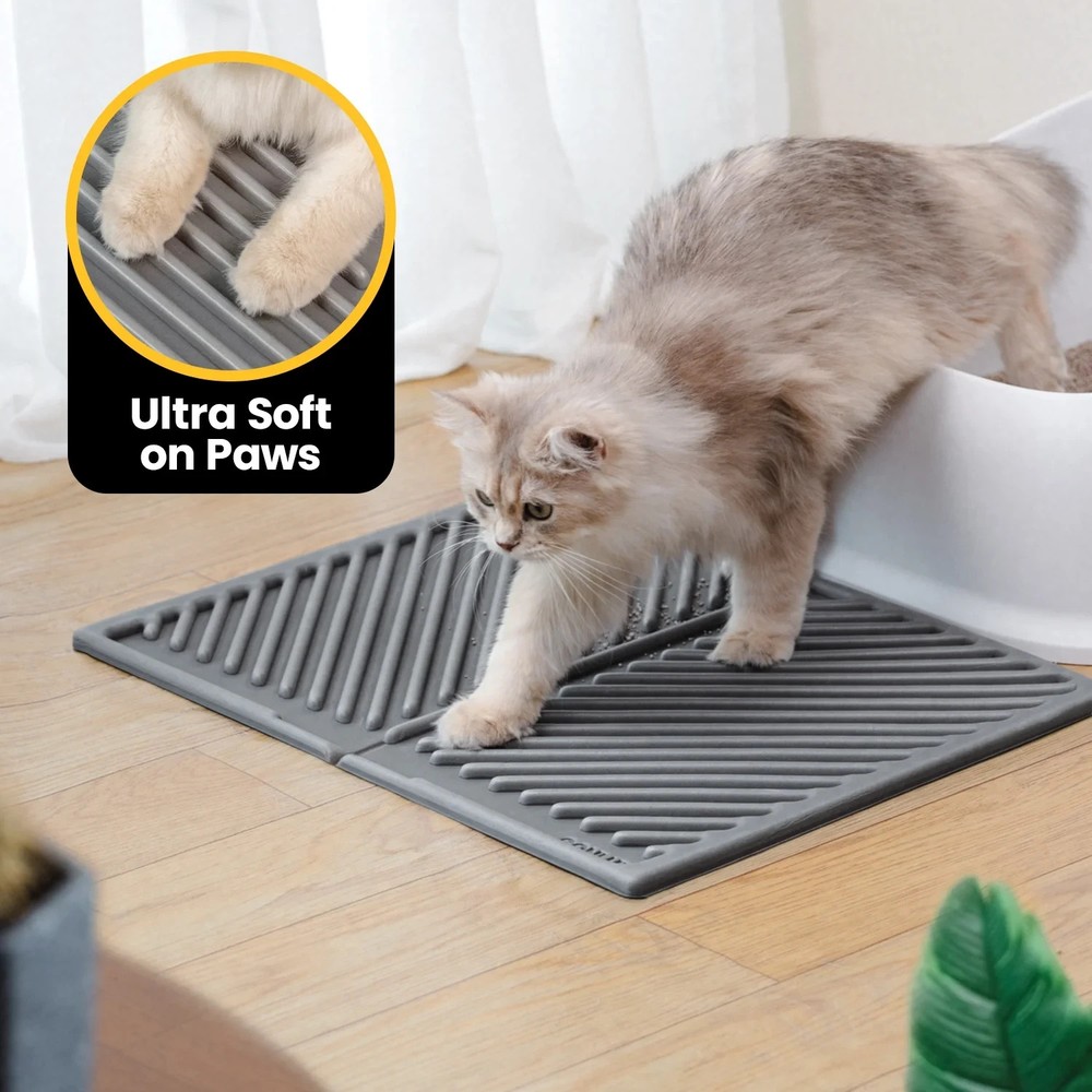 Litter Cat Mat Waterproof Trapping Silicone Large Mat, Layer Double for Box