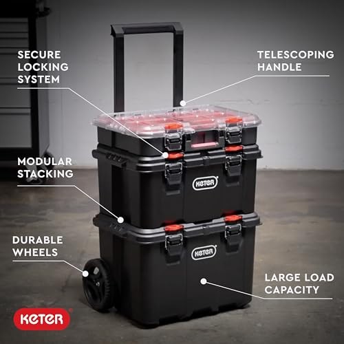 Stack-n-Roll Modular Tools Organizer for Garage Storage and DIY, 3 3PC System