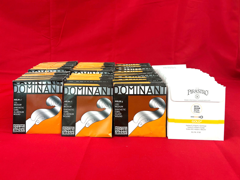 100% Authentic 2 sets Dominant Violin String set with Gold label E Loop  4/4