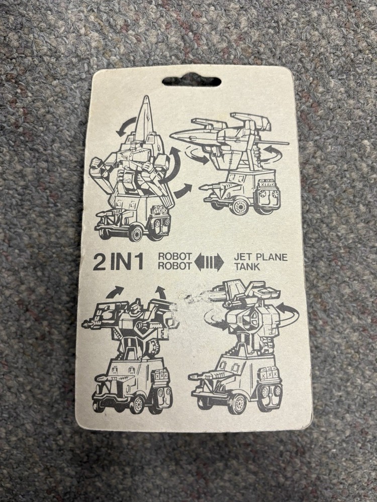 + RoboTank Motorized Pull Back Action 2 in 1 Yellow & Blue Robot NIP CM-111B