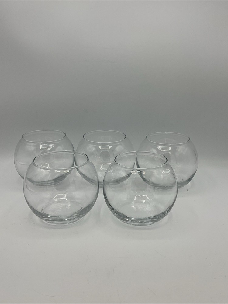 5pc Small Clear Glass Bubble Bowl Vases