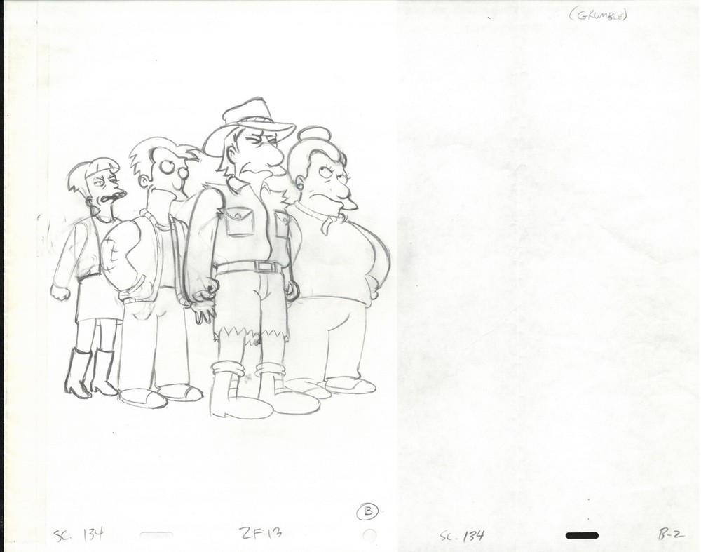 The Simpsons Springfield's Angry Mob Original Production Drawing B-2