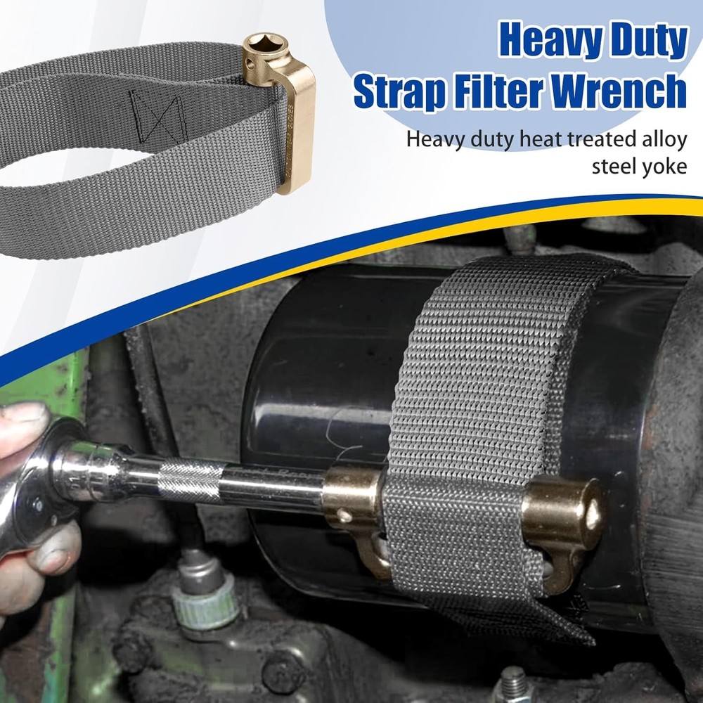 Durable Heavy Duty Oil Filter Strap Wrench - Adjustable Filter Removal Tool