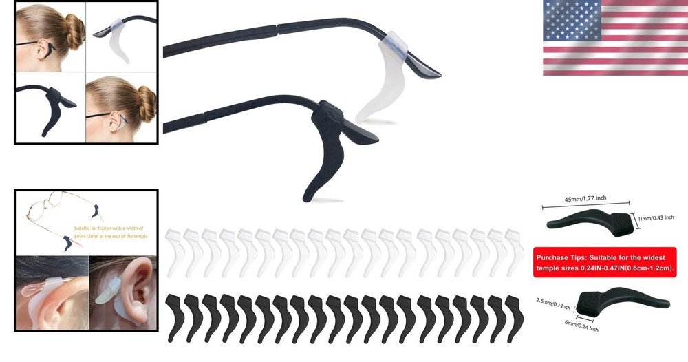 Silicone Eyeglass Retainers - 20-Pair Set with Storage Box for Active Lifestyles