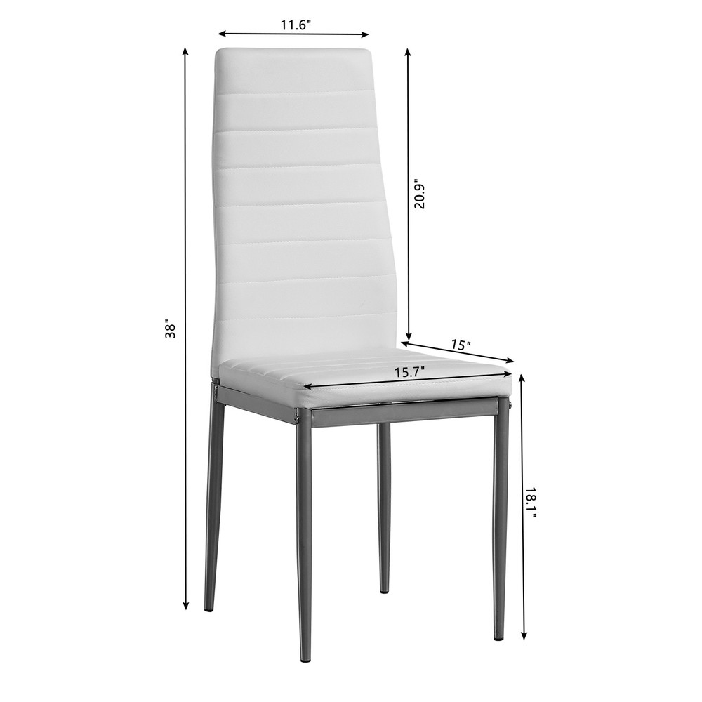 5pcs/set Dining Table Set Kitchen Tempered Glass Dining Table with 4Chairs White