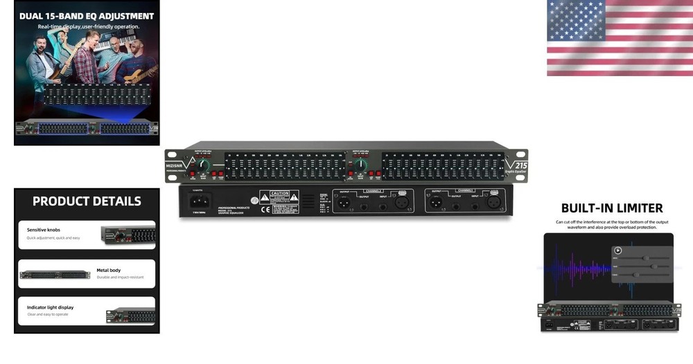 Professional DJ Stereo Graphic Equalizer, 15-Band EQ-