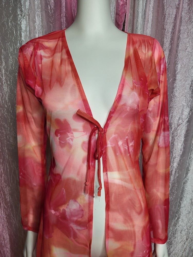 Exotic 2 Piece Tie Dye Dancewear Open Robe & Matching Thong Size Medium